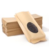 定制28絲牛皮紙袋食品包裝袋磨砂開窗自立自封干果袋